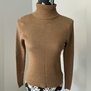 Joseph A Brown Ribbed Turtleneck Sweater SZ M
